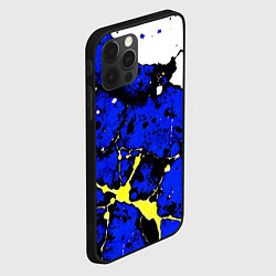Чехол для iPhone 12 Pro Max Сине-жёлтая абстракция на белом фоне, цвет: 3D-черный — фото 2