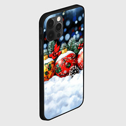 Чехол для iPhone 12 Pro Max Новогодние шарики на снегу, цвет: 3D-черный — фото 2