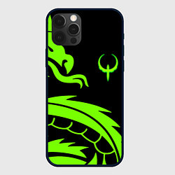 Чехол для iPhone 12 Pro Max Квейк кислотный дракон лого, цвет: 3D-черный