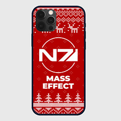 Чехол для iPhone 12 Pro Max Новогодний Mass Effect с оленями, цвет: 3D-черный