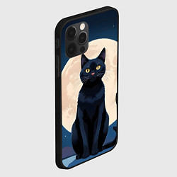 Чехол для iPhone 12 Pro Max Кот с вином под луной, цвет: 3D-черный — фото 2
