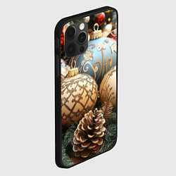 Чехол для iPhone 12 Pro Max Большие новогодние шары, цвет: 3D-черный — фото 2