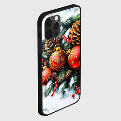 Чехол для iPhone 12 Pro Max Новогодние игрушки и рябина, цвет: 3D-черный — фото 2