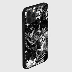 Чехол для iPhone 12 Pro Max Дракон и другие мифические существа в стиле тату, цвет: 3D-черный — фото 2