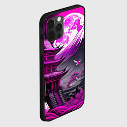 Чехол для iPhone 12 Pro Max Япония гора в фиолетовом свете, цвет: 3D-черный — фото 2