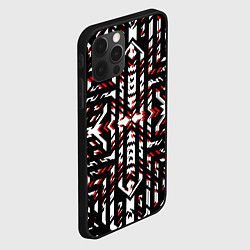 Чехол для iPhone 12 Pro Max Чёрно-красные диагональные полосы на белом фоне, цвет: 3D-черный — фото 2