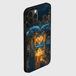 Чехол для iPhone 12 Pro Max Влюбленные слоны, цвет: 3D-черный — фото 2