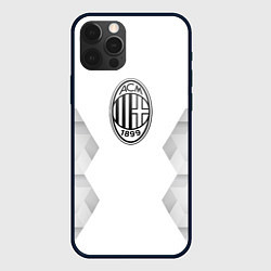 Чехол для iPhone 12 Pro Max AC Milan white poly, цвет: 3D-черный