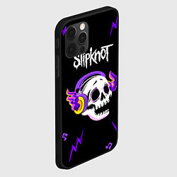 Чехол для iPhone 12 Pro Max Slipknot неоновый череп, цвет: 3D-черный — фото 2