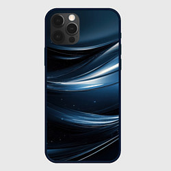 Чехол для iPhone 12 Pro Max Геометрическая синяя текстура, цвет: 3D-черный