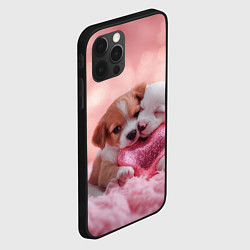Чехол для iPhone 12 Pro Max Милые щенки и сердце, цвет: 3D-черный — фото 2