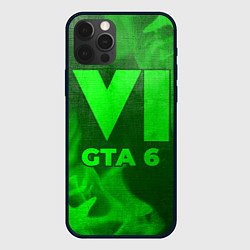 Чехол для iPhone 12 Pro Max GTA 6 - green gradient, цвет: 3D-черный