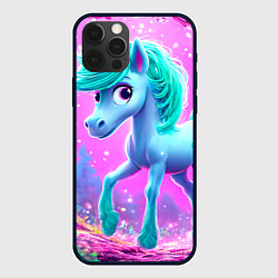 Чехол для iPhone 12 Pro Max Бирюзовая лошадка, цвет: 3D-черный