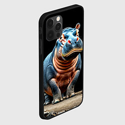 Чехол для iPhone 12 Pro Max Бегемот на черном, цвет: 3D-черный — фото 2