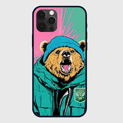 Чехол для iPhone 12 Pro Max Злой медведь в зимней одежде, цвет: 3D-черный