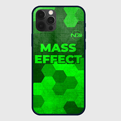 Чехол для iPhone 12 Pro Max Mass Effect - green gradient посередине, цвет: 3D-черный