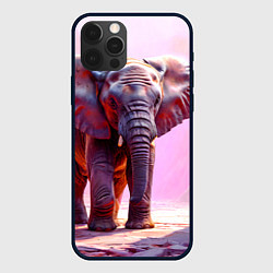 Чехол для iPhone 12 Pro Max Слон в розовом, цвет: 3D-черный