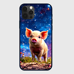 Чехол для iPhone 12 Pro Max Поросенок и звездное небо, цвет: 3D-черный