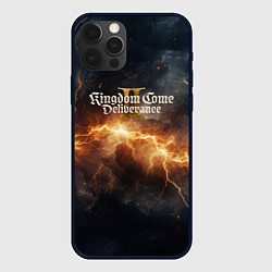 Чехол для iPhone 12 Pro Max Kingdom Come Deliverance 2 логотип на фоне молнии, цвет: 3D-черный