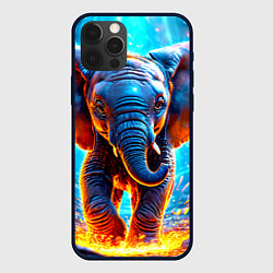 Чехол для iPhone 12 Pro Max Слон и искры под ногами, цвет: 3D-черный