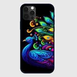 Чехол для iPhone 12 Pro Max Neon peacock - art, цвет: 3D-черный