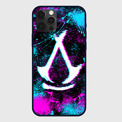 Чехол для iPhone 12 Pro Max Assassins creed shadows - neon color, цвет: 3D-черный