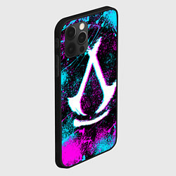 Чехол для iPhone 12 Pro Max Assassins creed shadows - neon color, цвет: 3D-черный — фото 2