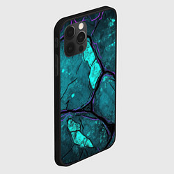 Чехол для iPhone 12 Pro Max Зеленые разломленные плиты с фиолетовой обводкой, цвет: 3D-черный — фото 2