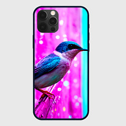 Чехол для iPhone 12 Pro Max Ласточка на фиолетовой стене, цвет: 3D-черный