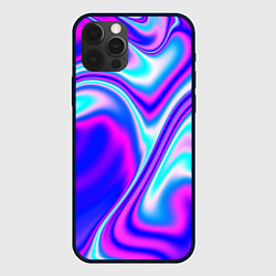 Чехол для iPhone 12 Pro Max Жидкие неоновые волны краски, цвет: 3D-черный