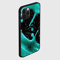 Чехол для iPhone 12 Pro Max Голубая краска и капли, цвет: 3D-черный — фото 2