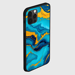 Чехол для iPhone 12 Pro Max Синяя абстракция с золотым, цвет: 3D-черный — фото 2