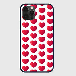 Чехол для iPhone 12 Pro Max Сердца паттерн, цвет: 3D-черный