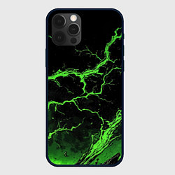 Чехол для iPhone 12 Pro Max Зеленая молния разлома, цвет: 3D-черный