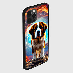 Чехол для iPhone 12 Pro Max Сенбернар в космосе, цвет: 3D-черный — фото 2