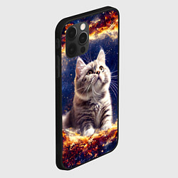 Чехол для iPhone 12 Pro Max Кошка шиншилла в космосе, цвет: 3D-черный — фото 2