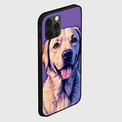 Чехол для iPhone 12 Pro Max Лабрадор на фиолетовом фоне, цвет: 3D-черный — фото 2