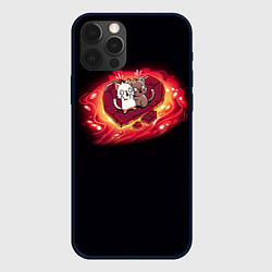Чехол для iPhone 12 Pro Max Котики на раскаленном сердце, цвет: 3D-черный