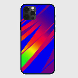 Чехол для iPhone 12 Pro Max Красно-синий с полосами градиент, цвет: 3D-черный