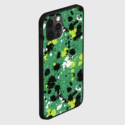 Чехол для iPhone 12 Pro Max Кляксы на зелёном, цвет: 3D-черный — фото 2