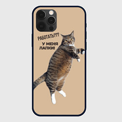 Чехол для iPhone 12 Pro Max Работать не могу у меня лапки кот Марс, цвет: 3D-черный