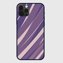 Чехол для iPhone 12 Pro Max Фиолетовый абстрактные полосы, цвет: 3D-черный