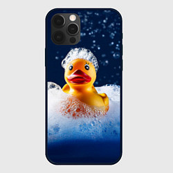 Чехол для iPhone 12 Pro Max Резиновая уточка в мыльной пене, цвет: 3D-черный