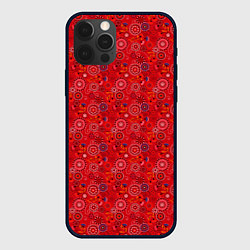 Чехол для iPhone 12 Pro Max Алый красный деревенский абстрактный узор, цвет: 3D-черный