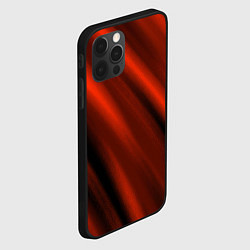 Чехол для iPhone 12 Pro Max Красно-оранжевый полосы текстурные с затемнением, цвет: 3D-черный — фото 2