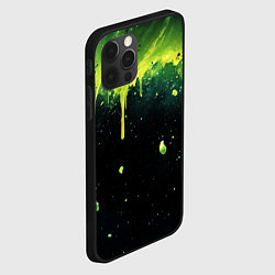 Чехол для iPhone 12 Pro Max Зеленая стекающая краска по черному фону, цвет: 3D-черный — фото 2