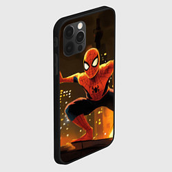 Чехол для iPhone 12 Pro Max Человек-паук пускает паутину, цвет: 3D-черный — фото 2