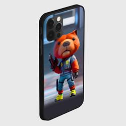 Чехол для iPhone 12 Pro Max Крутой капибара с пистолетом - киберпанк фантазия, цвет: 3D-черный — фото 2