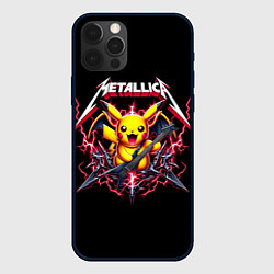 Чехол для iPhone 12 Pro Max Metallica - cool Pikachu, цвет: 3D-черный