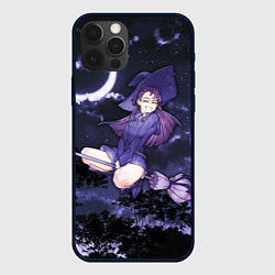 Чехол для iPhone 12 Pro Max Веселая ведьма летит на шабаш, цвет: 3D-черный